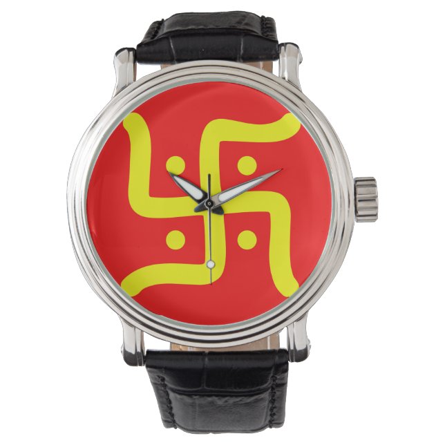 indian traditional hindu swastika symbol religion watch (Front)