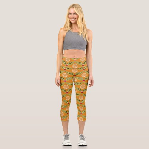 Indian Traditional Illustration Pattern Capri Leggings