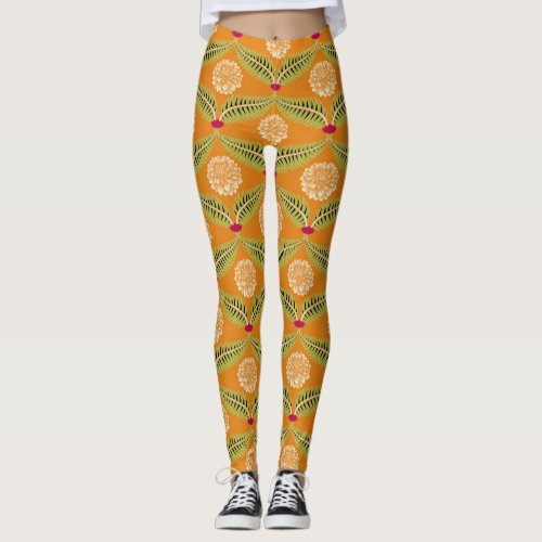 Indian Traditional Illustration Pattern Leggings