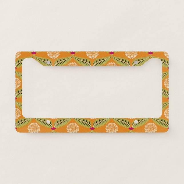 Indian Traditional Illustration Pattern. License Plate Frame (Front)