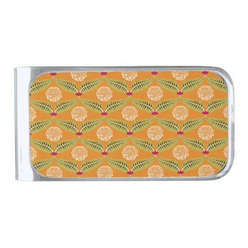 Indian Traditional Illustration Pattern Silver Finish Money Clip