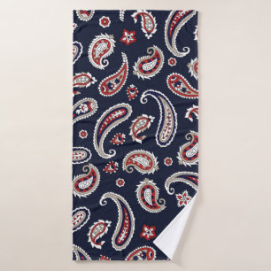 Indian Traditional paisley pattern on navy Bath Towel