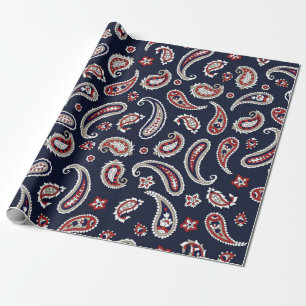 Indian Traditional paisley pattern on navy Wrapping Paper