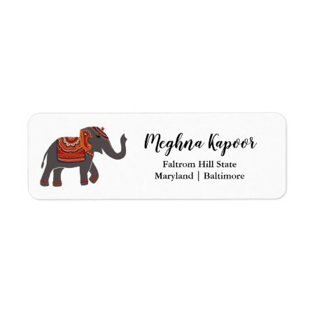 Indian Traditional Wedding Elephant Label