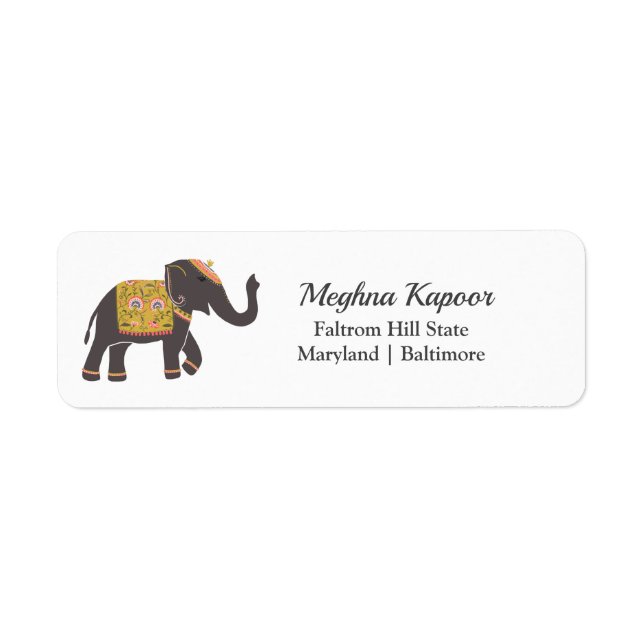 Indian Traditional Wedding Elephant Label (Front)