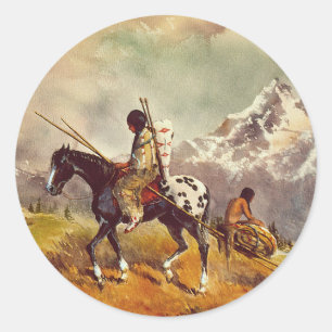 INDIAN TRAVOIS by SHARON SHARPE Classic Round Sticker