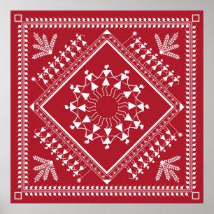 Indian tribal Painting. Warli Paintingart, indian, Poster