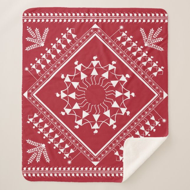 Indian tribal Painting. Warli Paintingart, indian, Sherpa Blanket (Front)