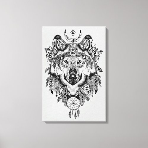 Indian Tribal Wolf Canvas Print