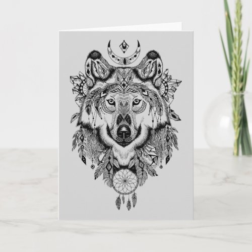 Indian Tribal Wolf Card