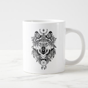 Indian Tribal Wolf Giant Coffee Mug