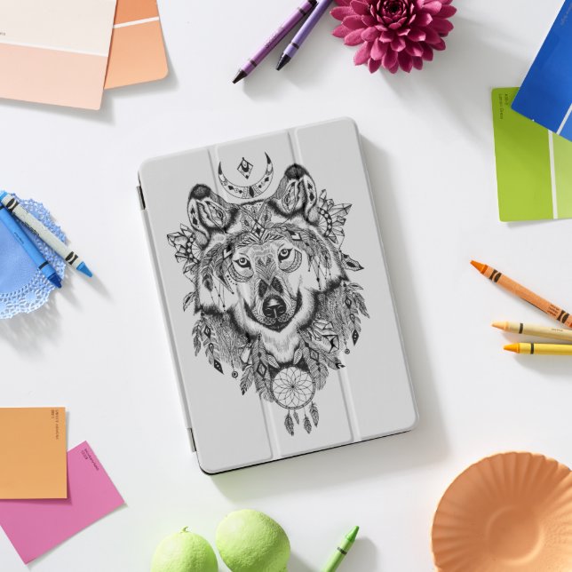 Indian Tribal Wolf iPad Pro Cover (Desk)