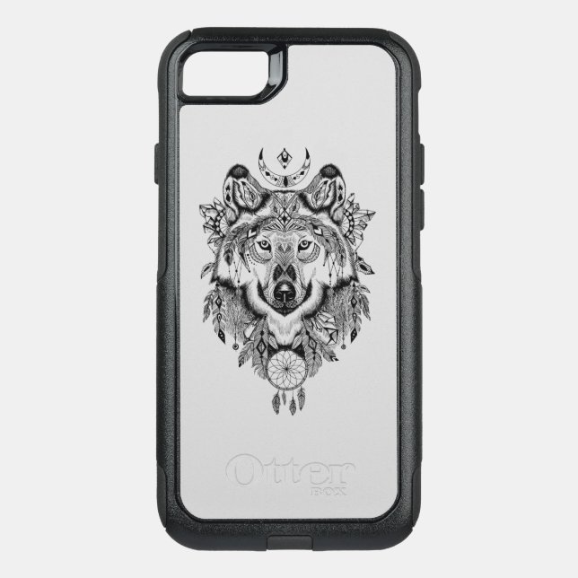 Indian Tribal Wolf Otterbox iPhone Case (Back)
