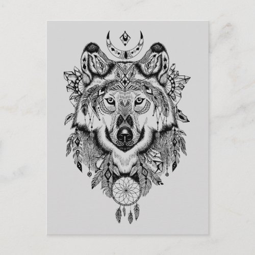 Indian Tribal Wolf Postcard