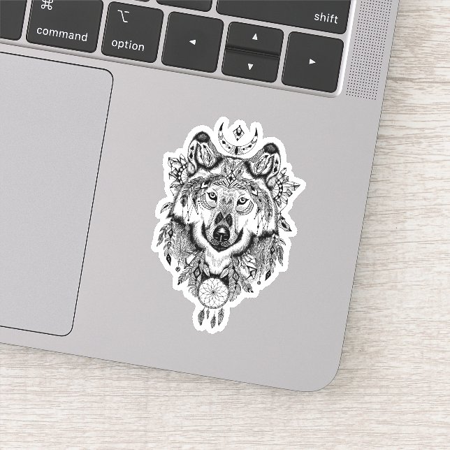 Indian Tribal Wolf Sticker (Detail)