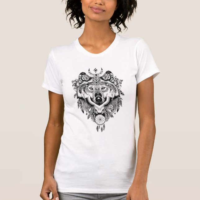Indian Tribal Wolf T-Shirt (Front)