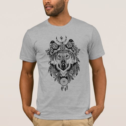 Indian Tribal Wolf T_Shirt