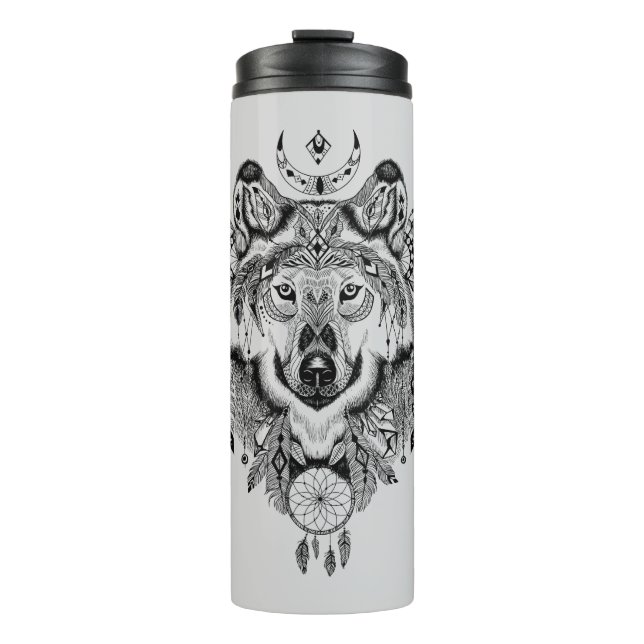 Indian Tribal Wolf Thermal Tumbler (Front)