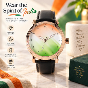 Indian Tricolor Flag with Hindi Sanskrit Numerals Watch