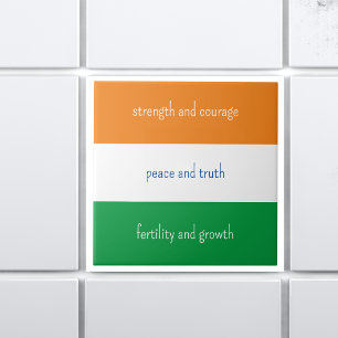 Indian Tricolour Flag Tiranga & Meaning of Colours Ceramic Tile