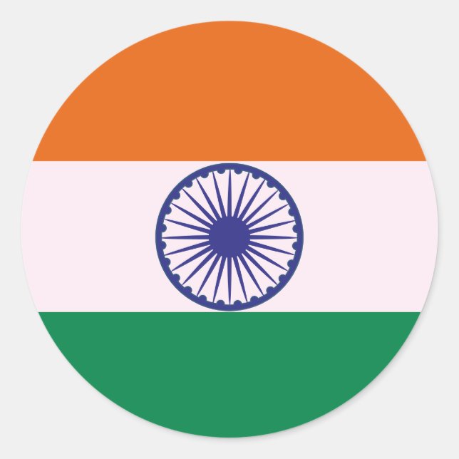 Indian Tricolour Tiranga Classic Round Sticker (Front)