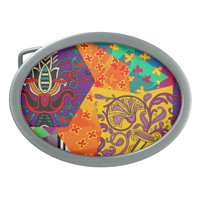 Indian Turkish Festive Patchwork Mandala Belt Buckle (Front)