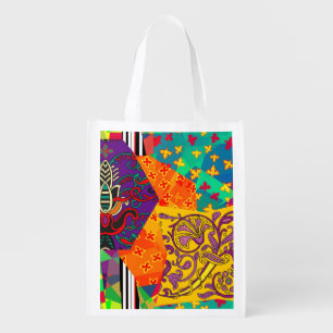 Indian Turkish Festive Patchwork Mandala Grocery Bag