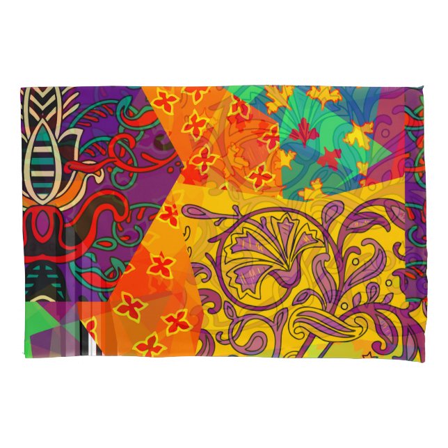 Indian Turkish Festive Patchwork Mandala Pillow Case (Front)