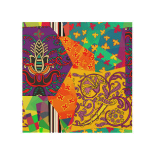 Indian Turkish Festive Patchwork Mandala Wood Wall Art