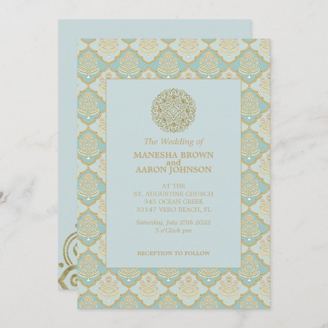 Indian Turquoise - Wedding Invite (Front/Back)