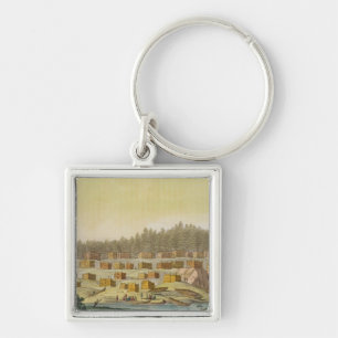Indian Village, New Georgia, Alaska (colour engrav Keychain