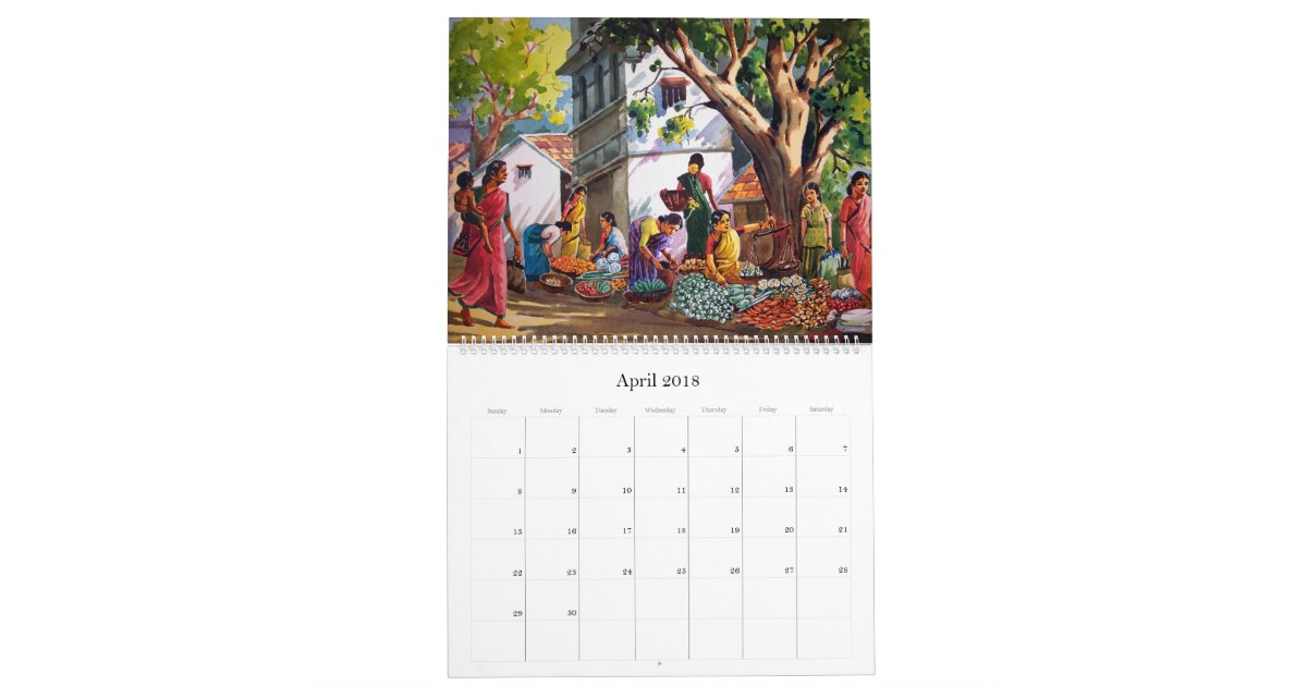 Indian village painting calendar Zazzle