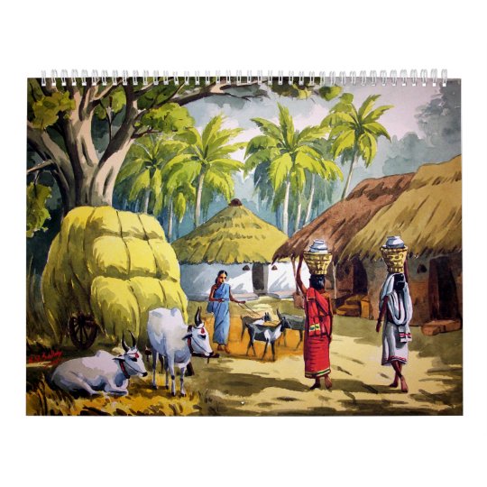 Indian village painting calendar | Zazzle.com