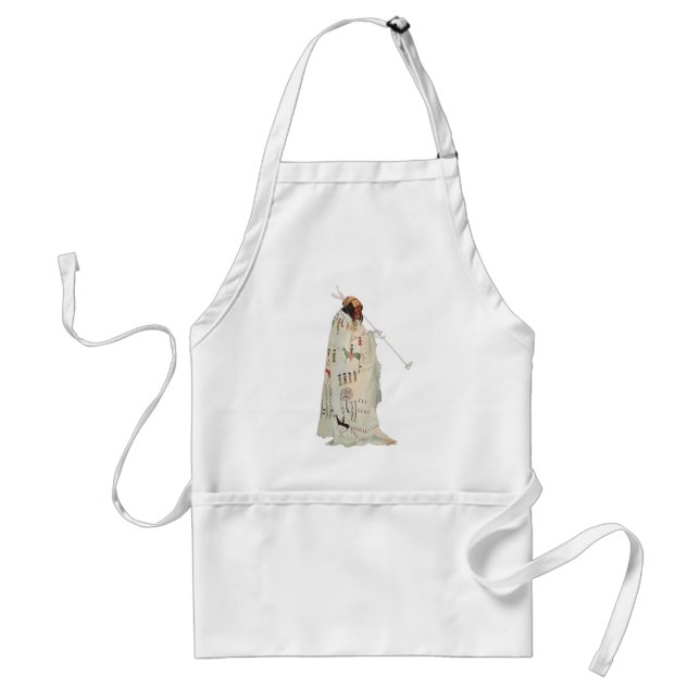 Indian Warrior with Pipe Portrait by Karl Bodmer Adult Apron (Front)