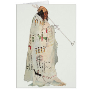 Indian Warrior with Pipe Portrait by Karl Bodmer Cards