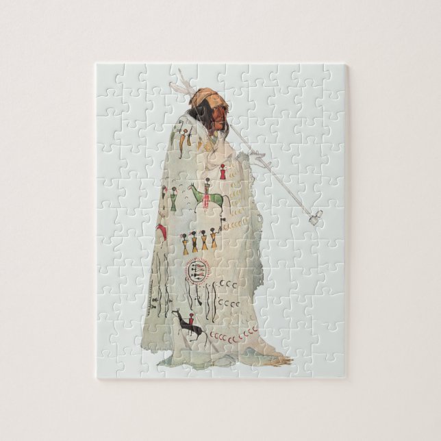 Indian Warrior with Pipe Portrait by Karl Bodmer Jigsaw Puzzle (Vertical)