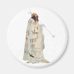 Indian Warrior with Pipe Portrait by Karl Bodmer Magnet