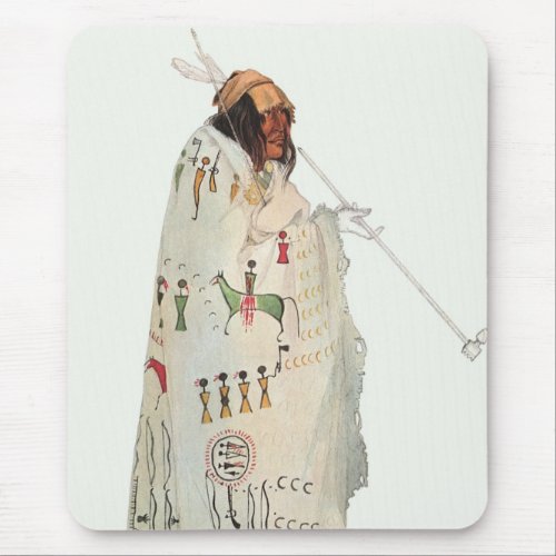Indian Warrior with Pipe Portrait by Karl Bodmer Mouse Pad