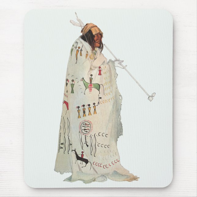 Indian Warrior with Pipe Portrait by Karl Bodmer Mouse Pad (Front)