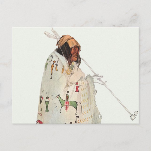 Indian Warrior with Pipe Portrait by Karl Bodmer Postcard (Front)