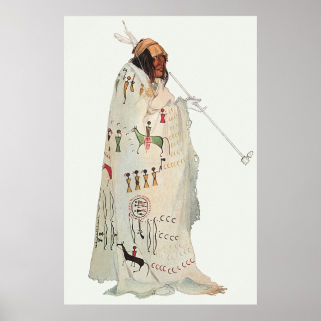 Indian Warrior with Pipe Portrait by Karl Bodmer Poster (Front)