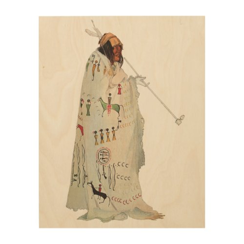 Indian Warrior with Pipe Portrait by Karl Bodmer Wood Wall Art