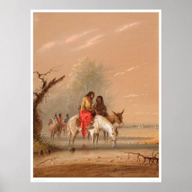 Indian Watering their Mounts (1068A) Poster (Front)