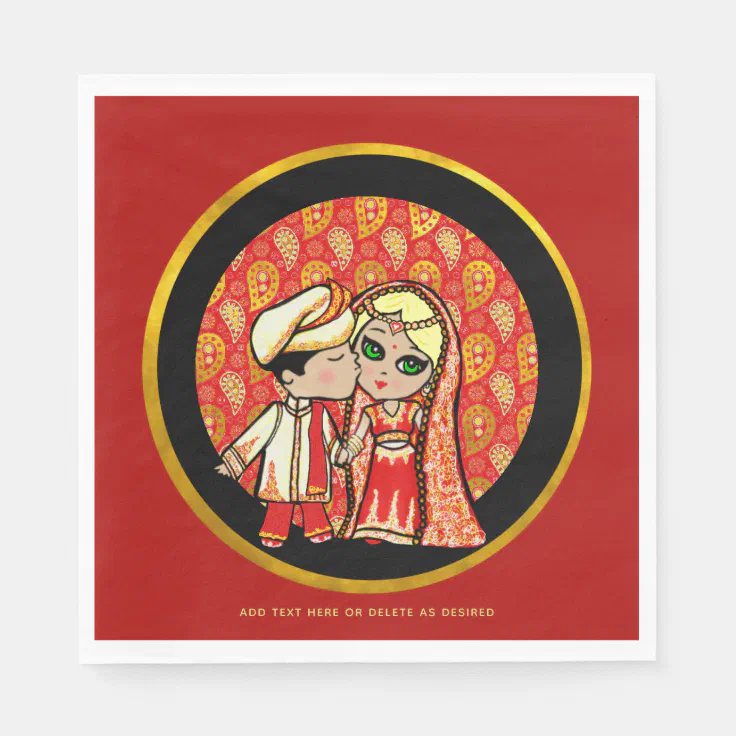 Indian Wedding Blonde Bride Cute Cartoon Custom Napkins | Zazzle Indian Wedding Blonde Bride Cute Cartoon Custom Napkins | Zazzle