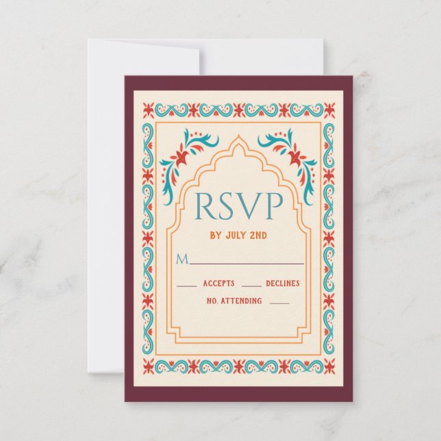 Indian Wedding Bridal RSVP Card (Front)