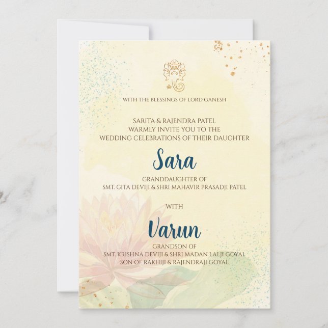 Indian wedding card Digital Hindu Wedding card (Front)