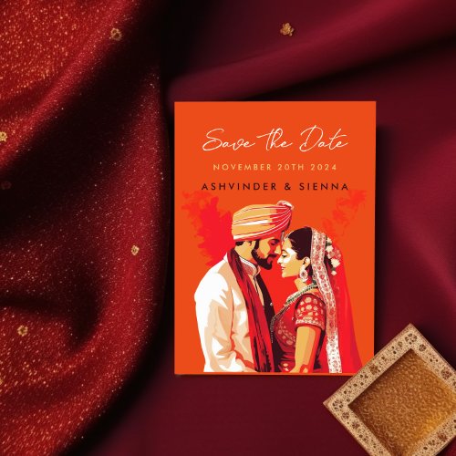 Indian Wedding Couple Save The Date