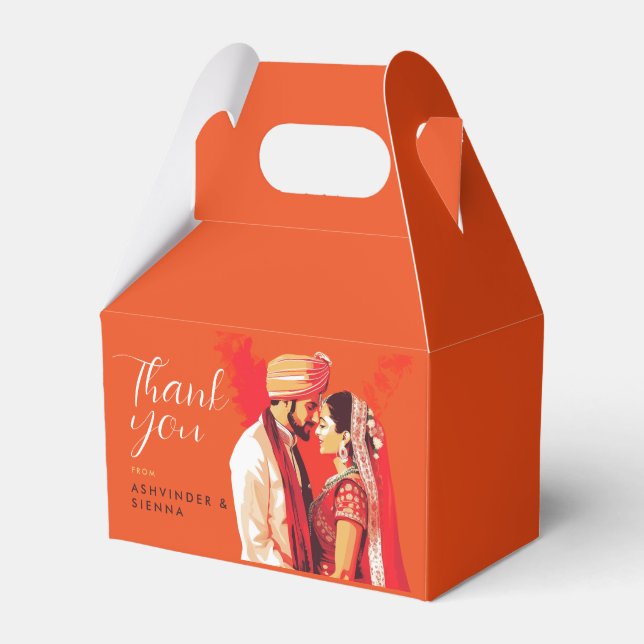 Indian Wedding Couple Save The Date Favor Boxes (Front Side)