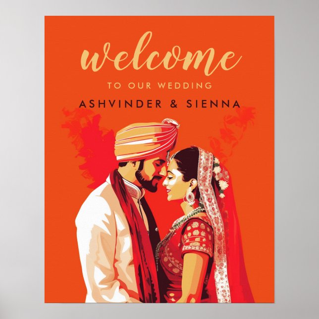 Indian Wedding Couple Welcome Sign (Front)