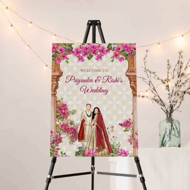  Indian Wedding decor Hindu Wedding Welcome sign (In Situ (Stand))